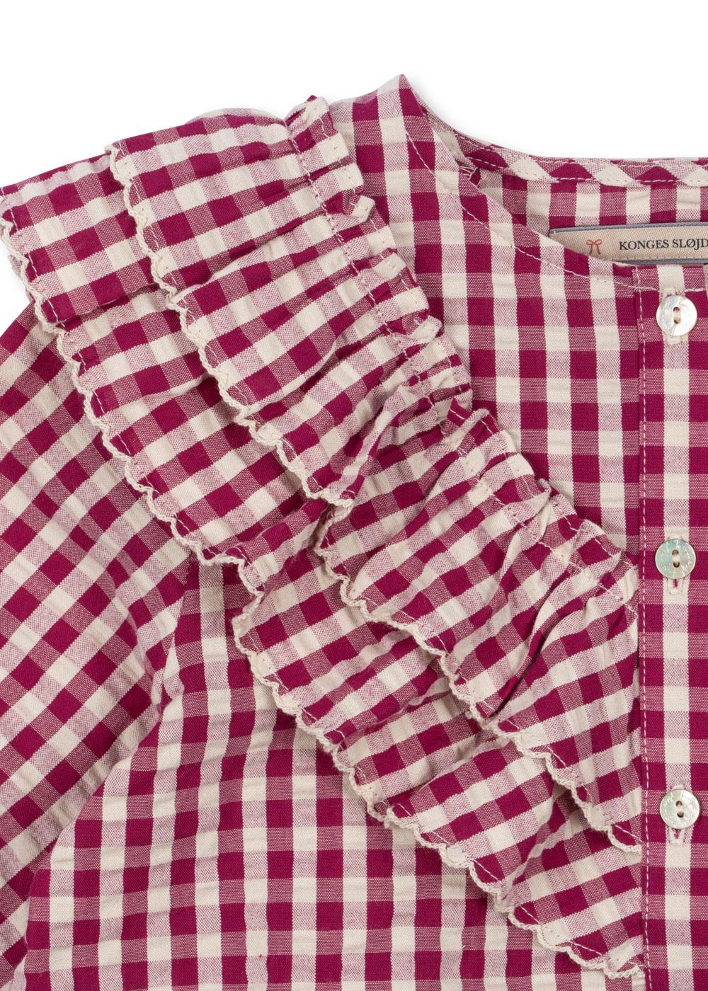 Konges Sløjd Bluse "Kim Frill" Sangria Butter Check - Image 3