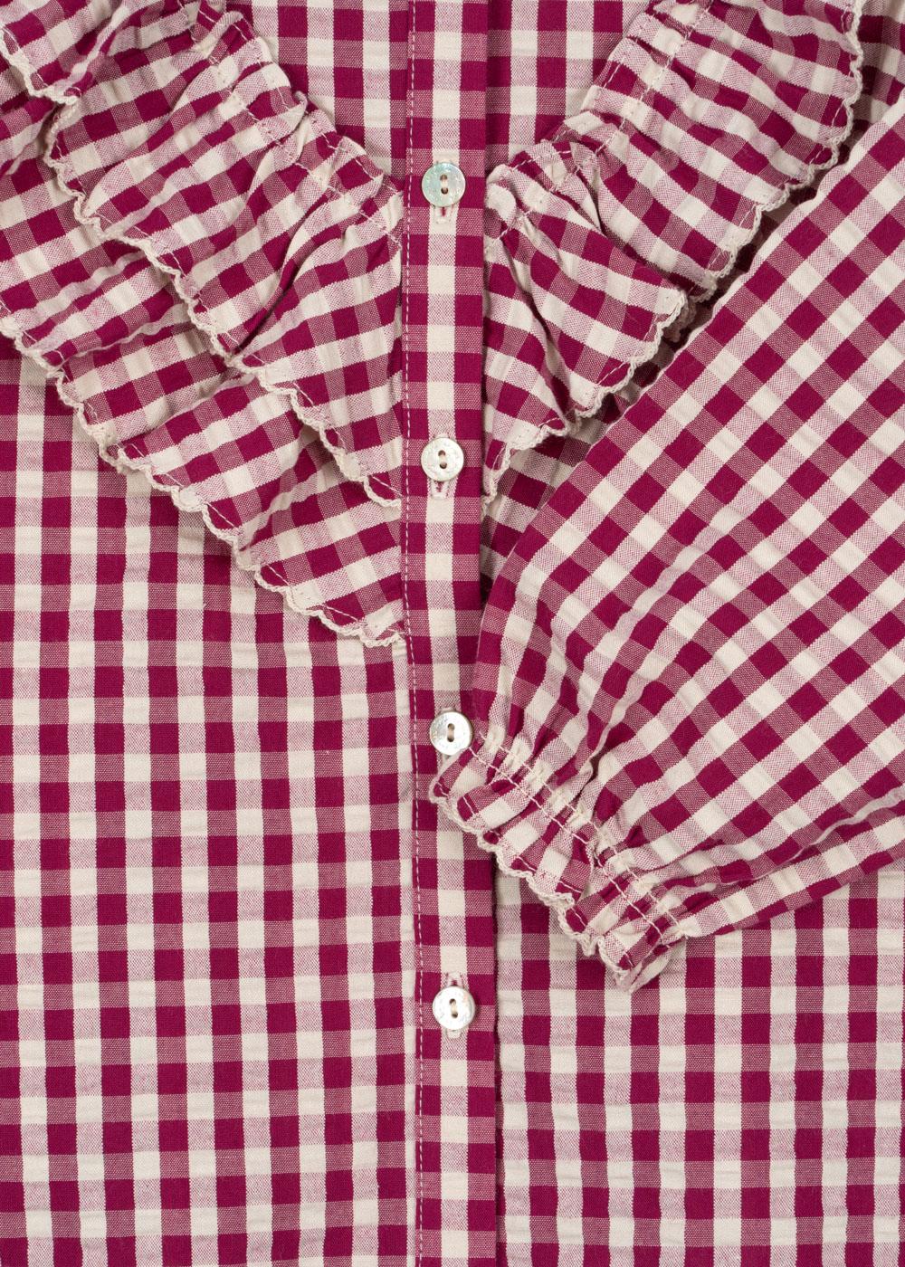 Konges Sløjd Bluse "Kim Frill" Sangria Butter Check - Image 4
