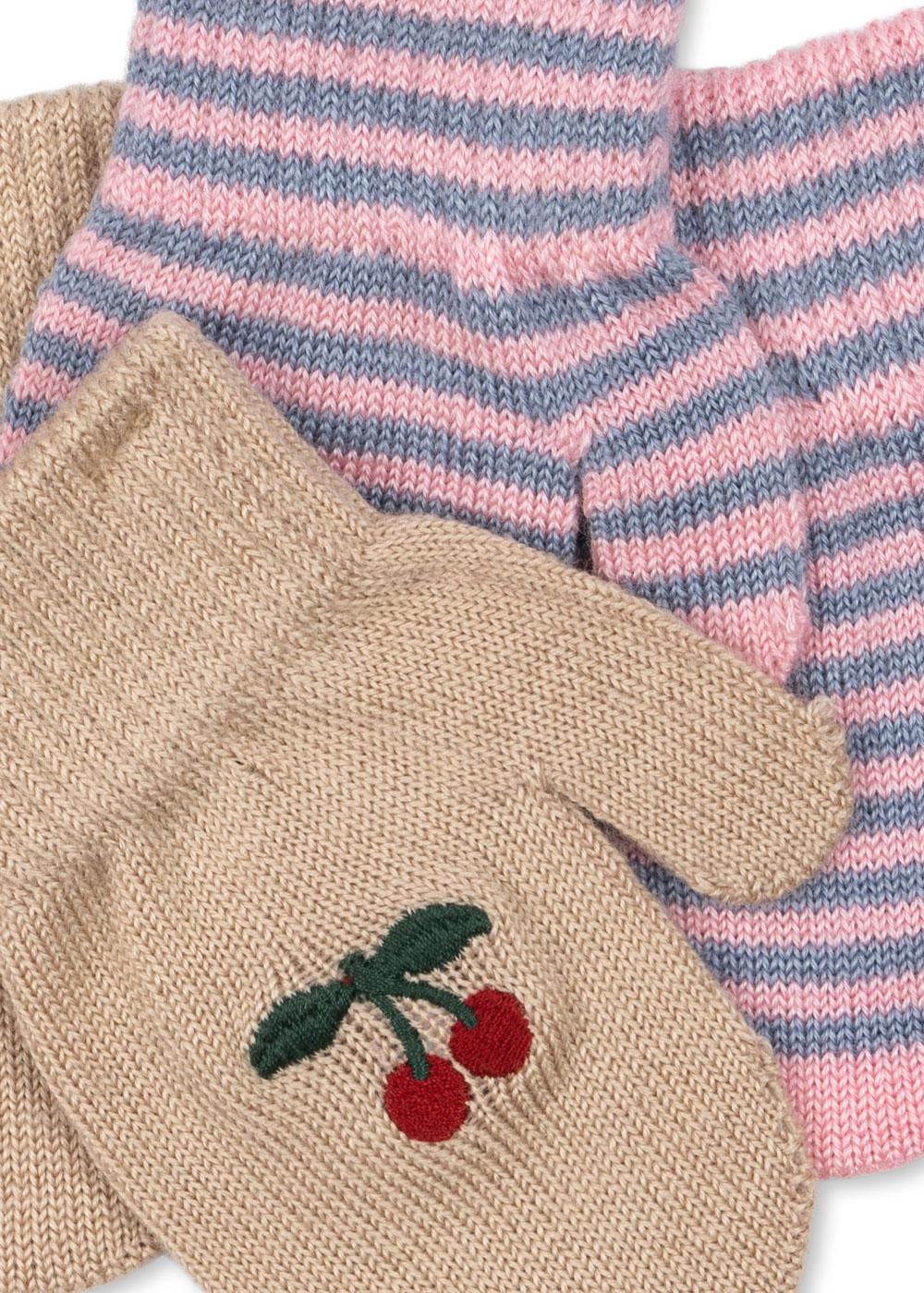 Konges Sløjd Fäustling Handschuhe "Filla" Cherry / Stripe 2er- Set - Image 2