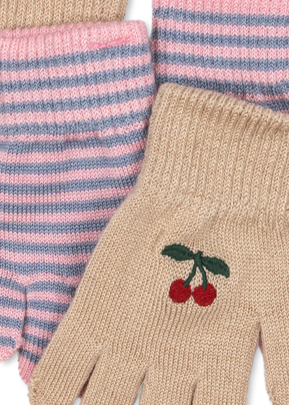 Konges Sløjd Handschuhe "Filla" Cherry / Stripe 2er- Set - Image 2