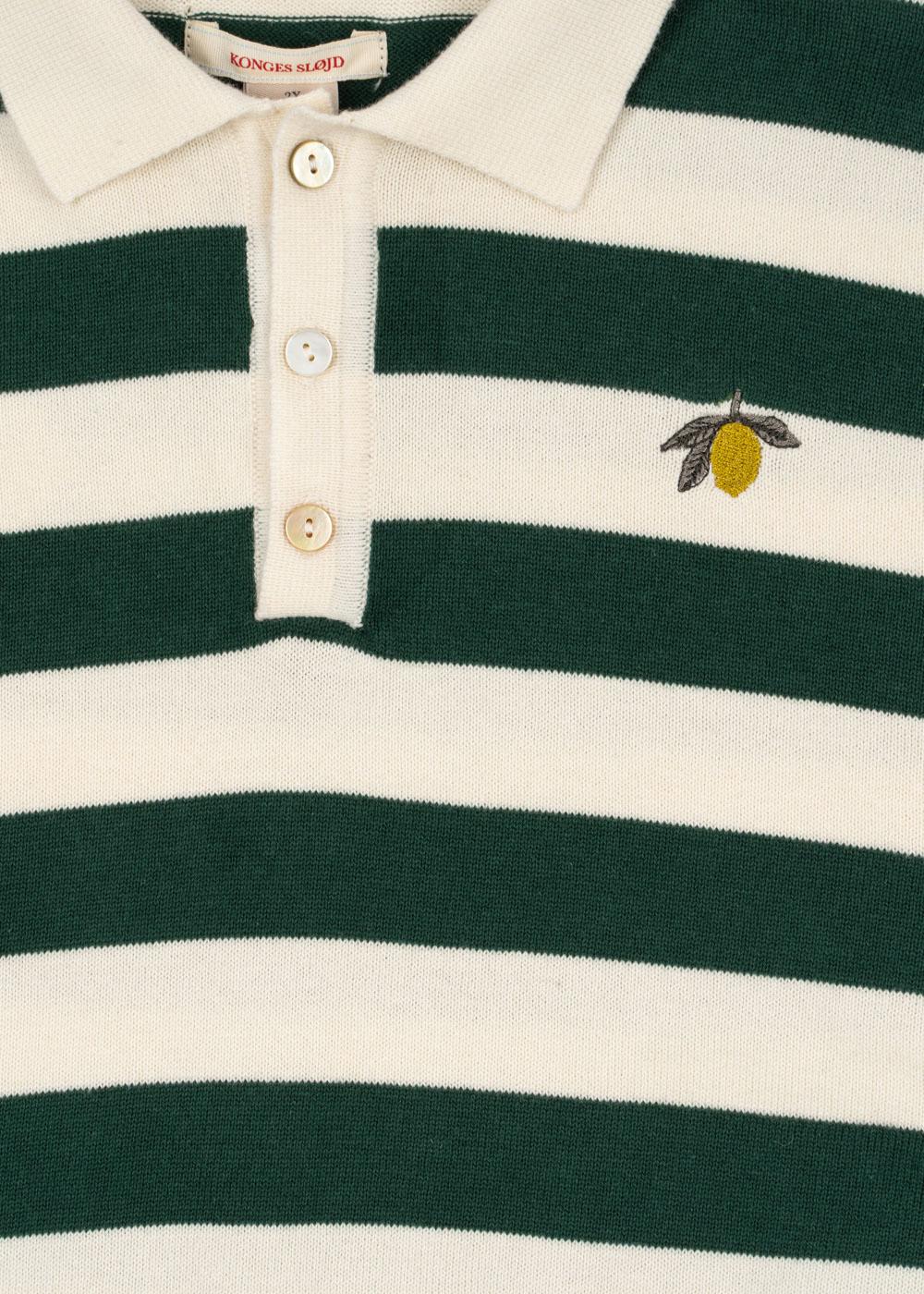 Konges Sløjd Organic Strick-Polo-Pullover "Manis" Pine Grove Stripe - Image 3