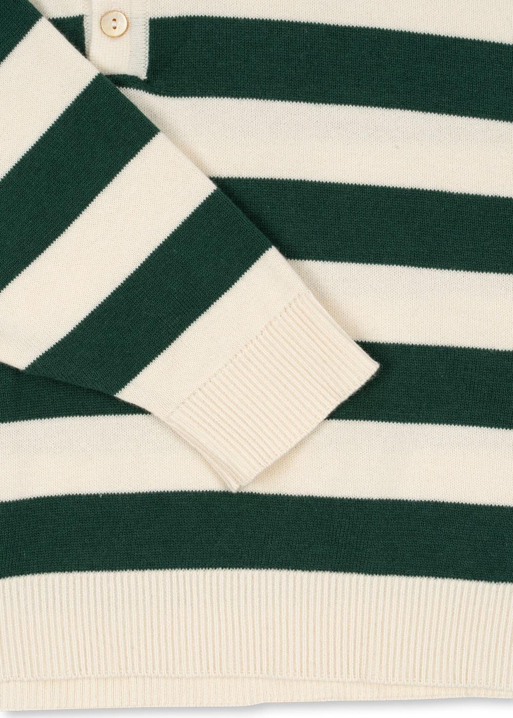 Konges Sløjd Organic Strick-Polo-Pullover "Manis" Pine Grove Stripe - Image 4