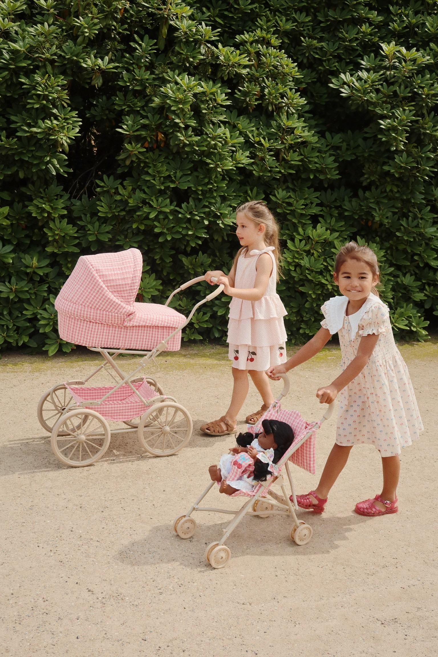 Konges Sløjd Puppen-Buggy "Doll Stroller Cheeky Bubblegum Check" - Image 2