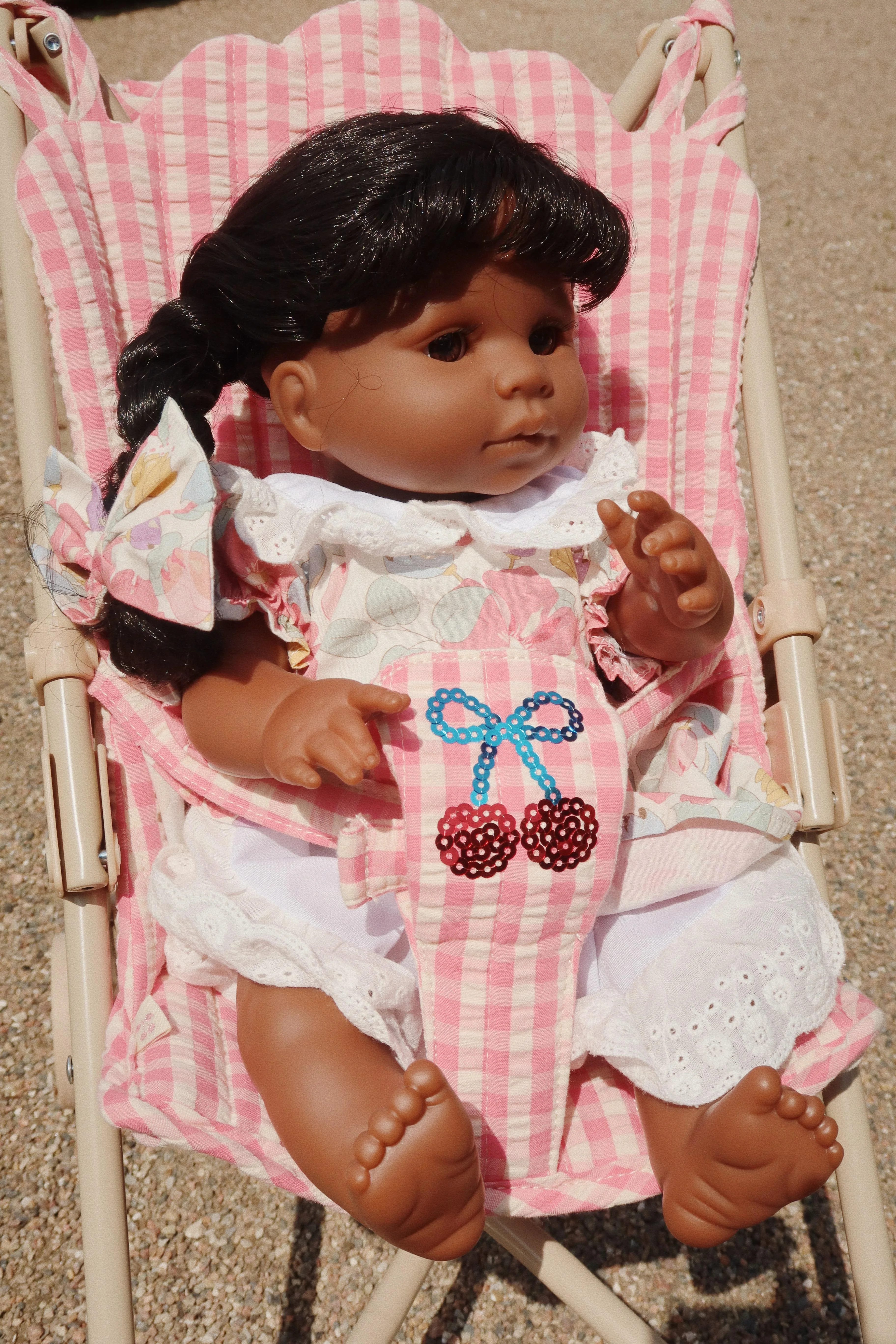 Konges Sløjd Puppen-Buggy "Doll Stroller Cheeky Bubblegum Check" - Image 3