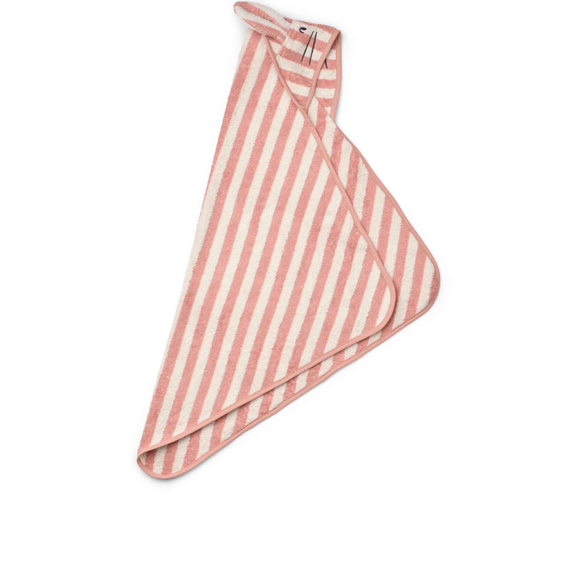 Liewood Kapuzentuch "Albert" | Coral blush / creme de la creme stripe - Image 2