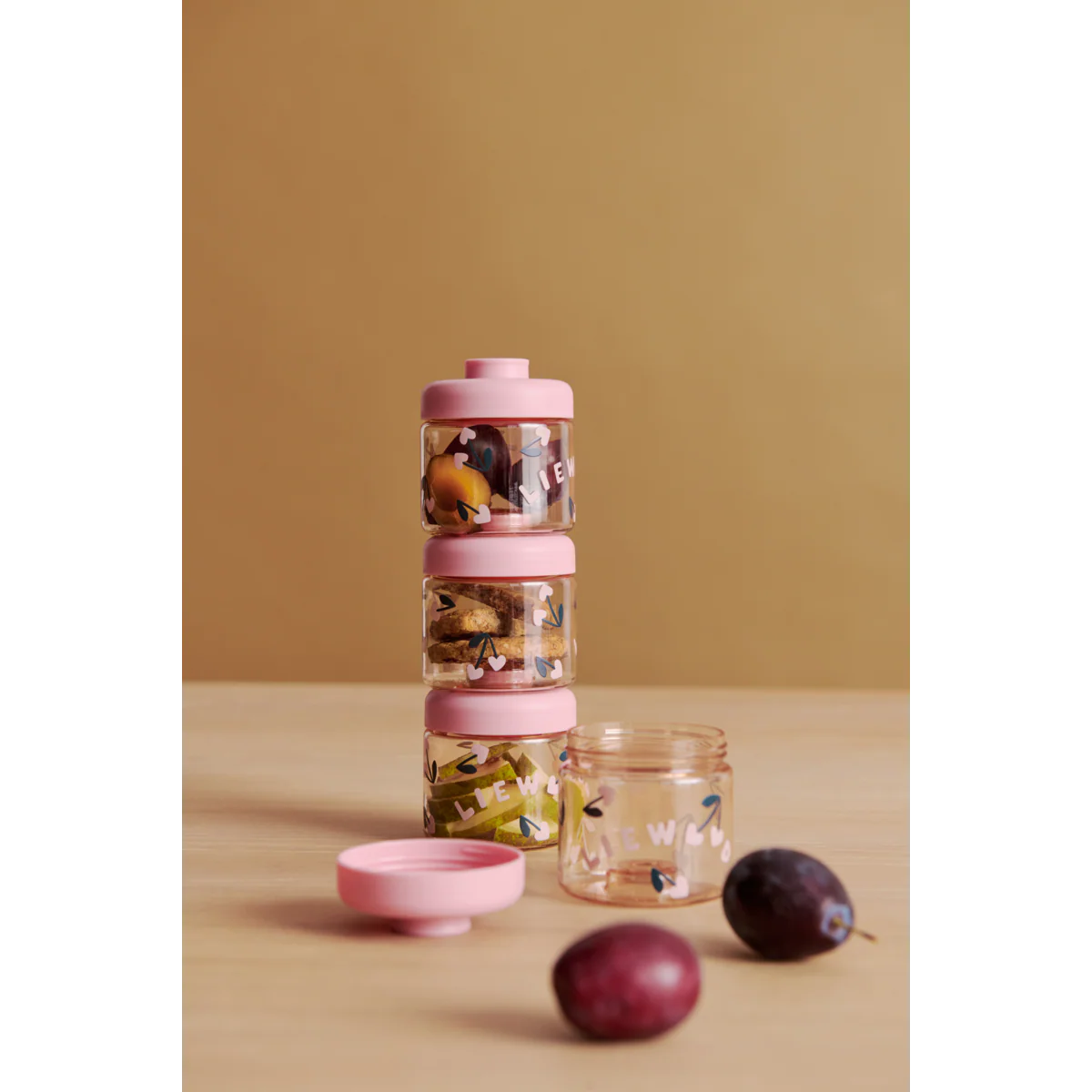 Liewood Dominique Tritan Snackboxen 100 ml 4er-Set | Cherry heart / Rosey - Image 2