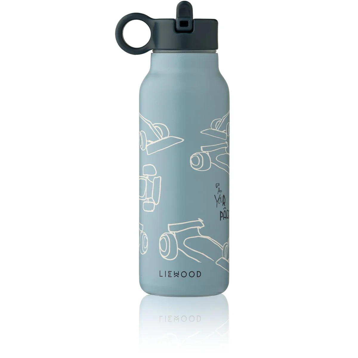 Liewood Falk Trinkflasche 350 ml | Race cars / Beach blue