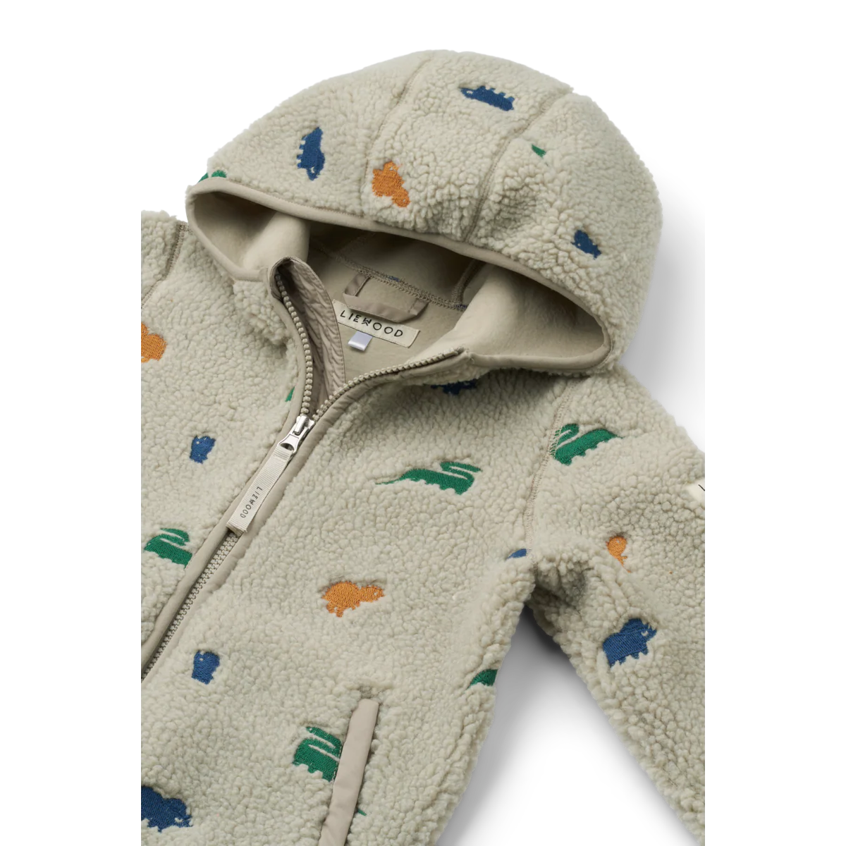Liewood Jacke "Mara Pile" Dinosaur / Mist Embroidery - Image 4