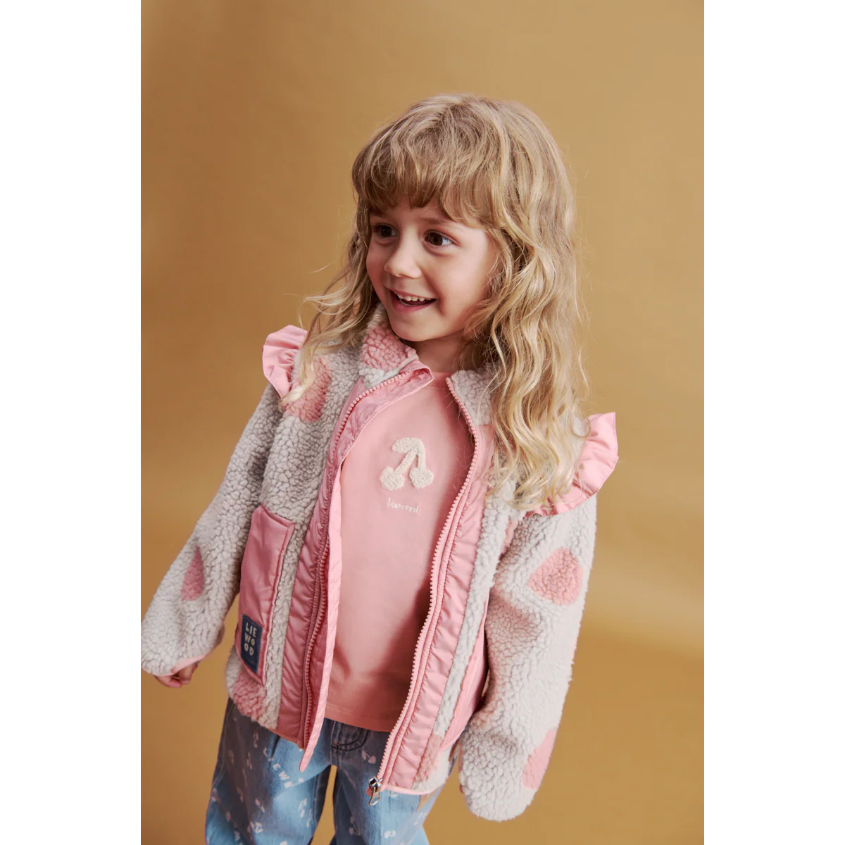 Liewood Noam Fleecejacke mit Rüschen | Spot dot Sandy / Rose blush mix - Image 5