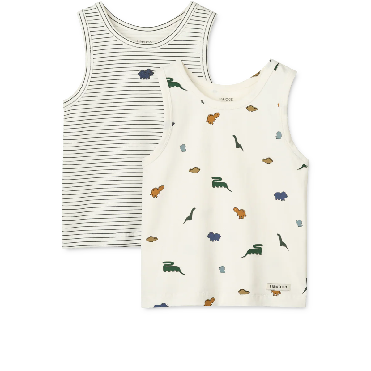 Liewood Tank-Top "Faris" 2er Pack | Mini Dinosaurs Creme | Stripe Mix