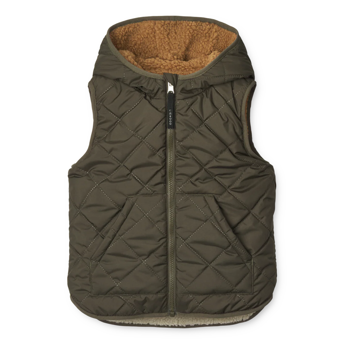 Liewood Thermo-Wendeweste "Diana" Reversible Army Brown Mix - Image 2