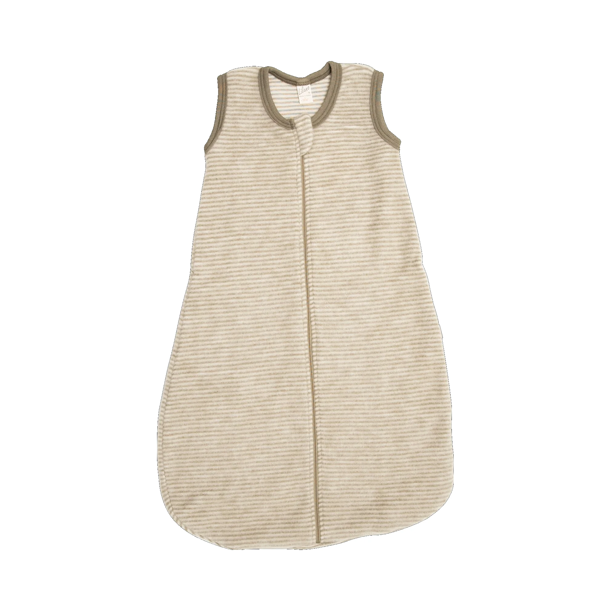 Lilano Schlafsack Ringel Ärmellos | Wolle | Khaki