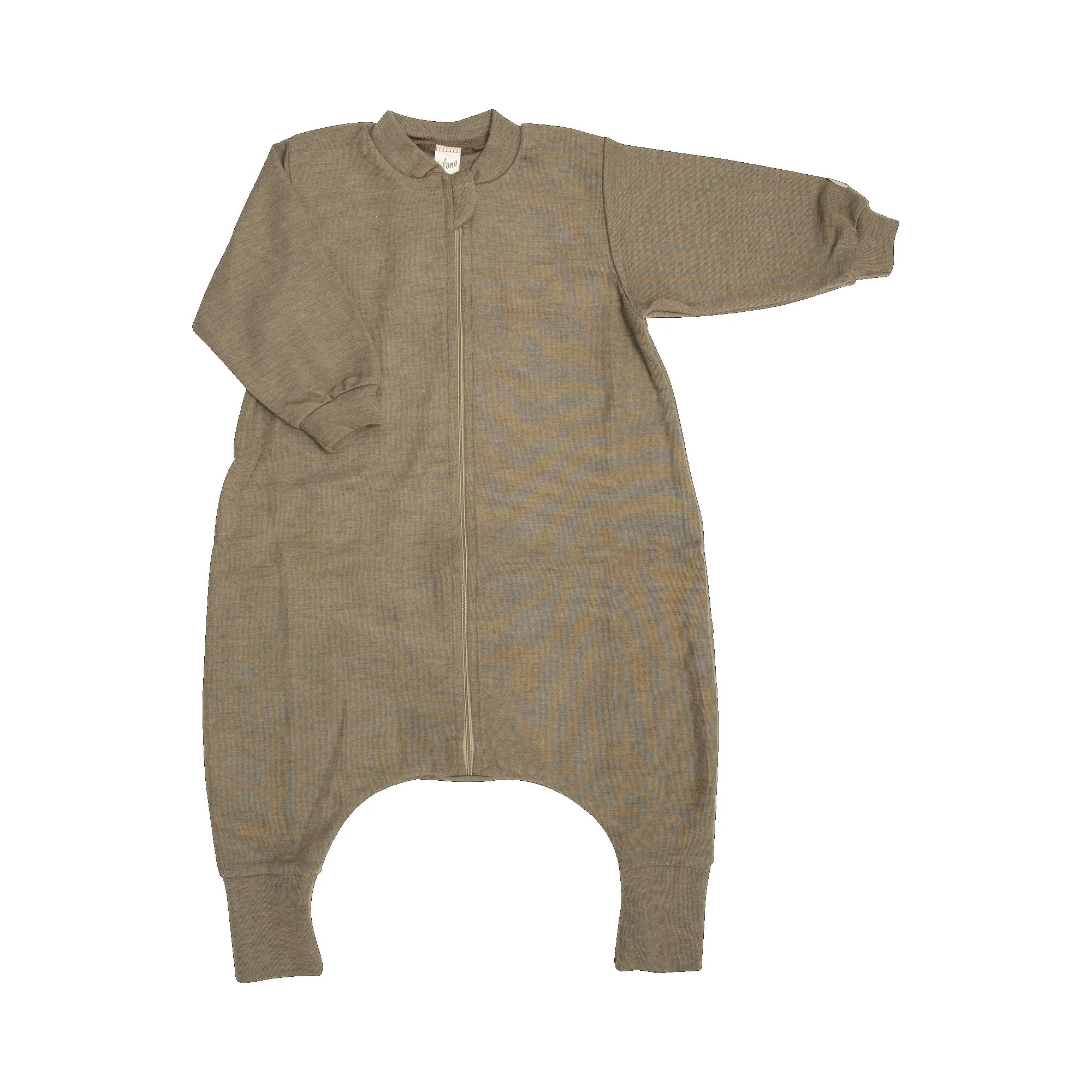 Lilano Schlafsack Wolle/Seide mit Füssen | Langarm | Khaki
