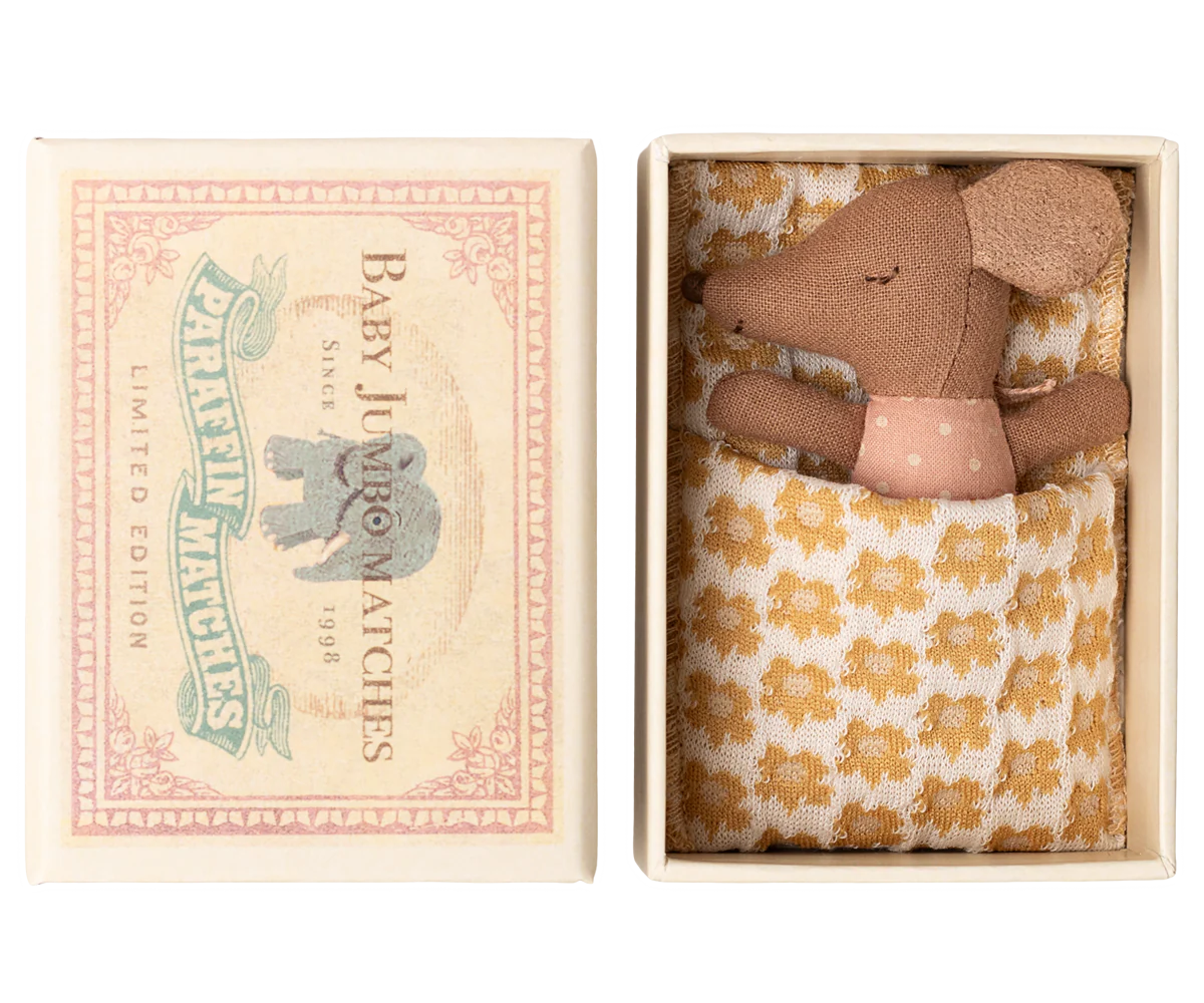 Maileg Sleepy Babymaus in Matchbox | Rose