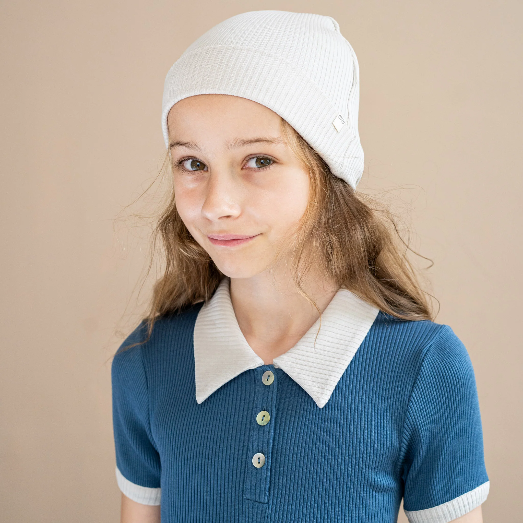 minimalisma Beanie Seide-Baumwolle "Bambi" Ecru - Image 2