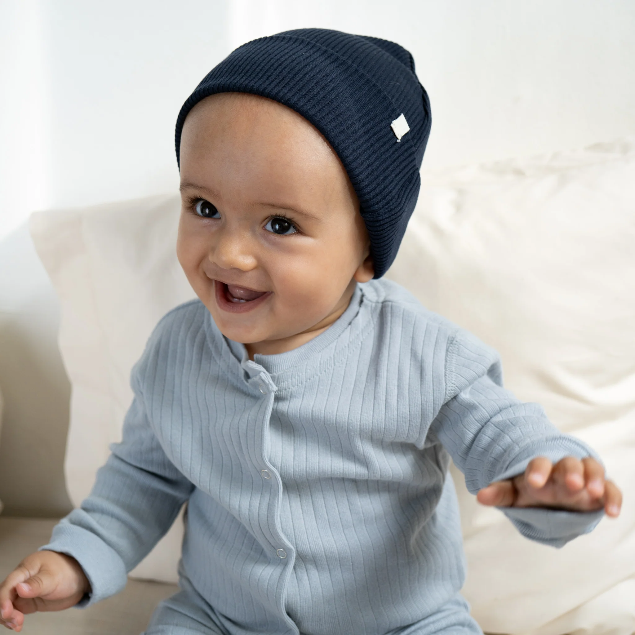minimalisma Beanie Seide-Baumwolle "Bambi" Dark Blue - Image 3