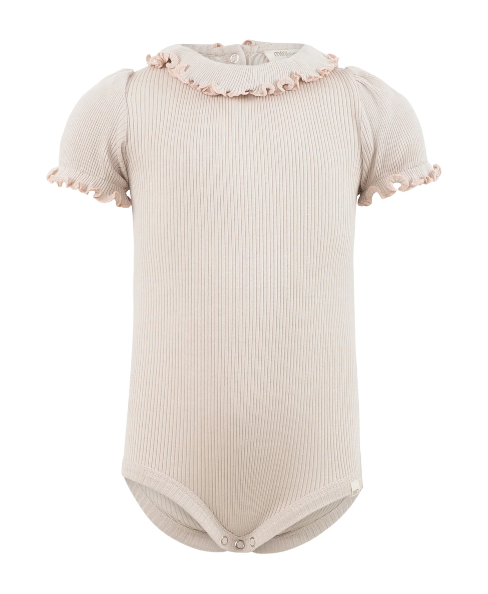 minimalisma Kurzarmbody Seide-Baumwolle "Bohemia" Ecru mit Sweet Rose