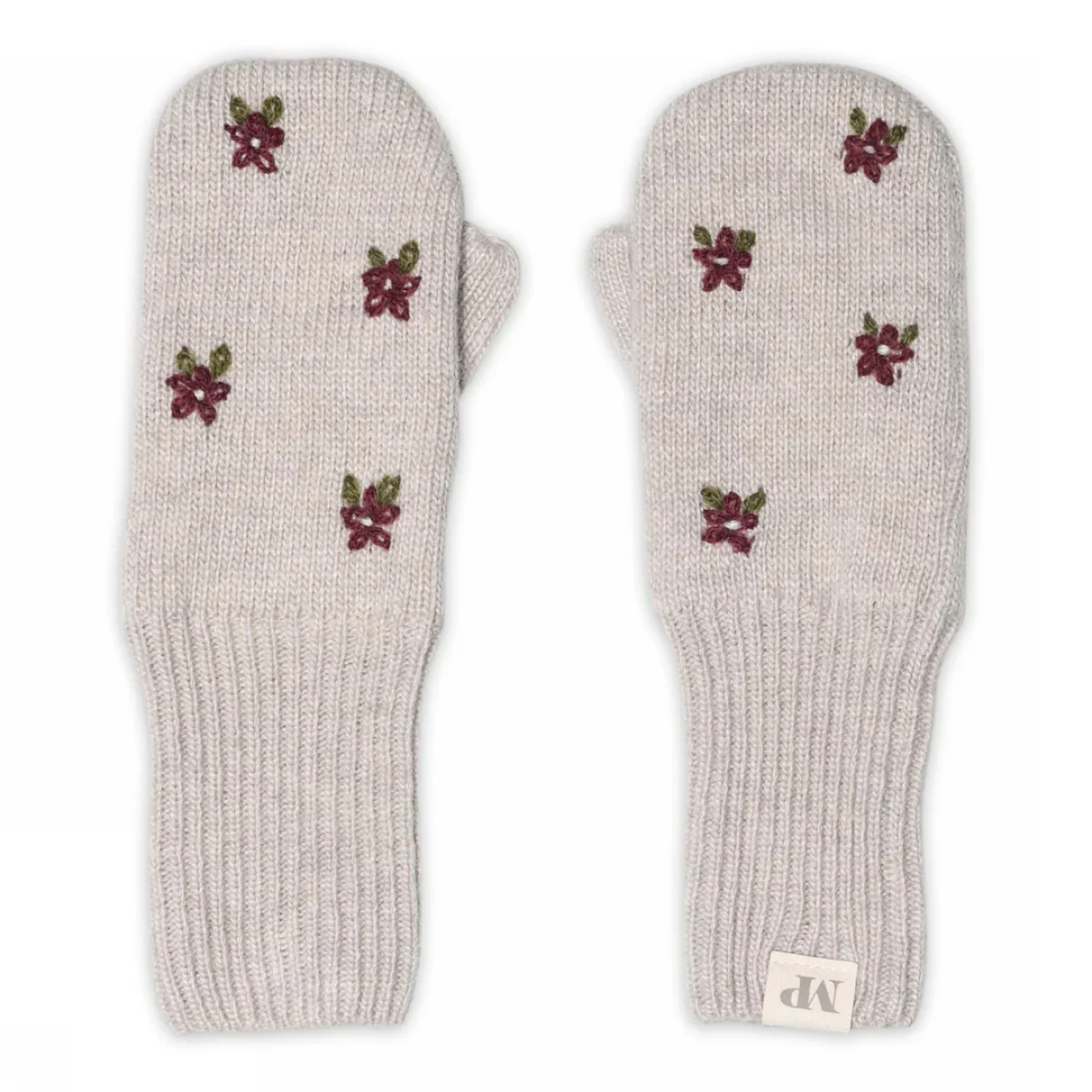 mp Denmark Fäustlinge "Helsinki" Beige Melange Blumenmuster