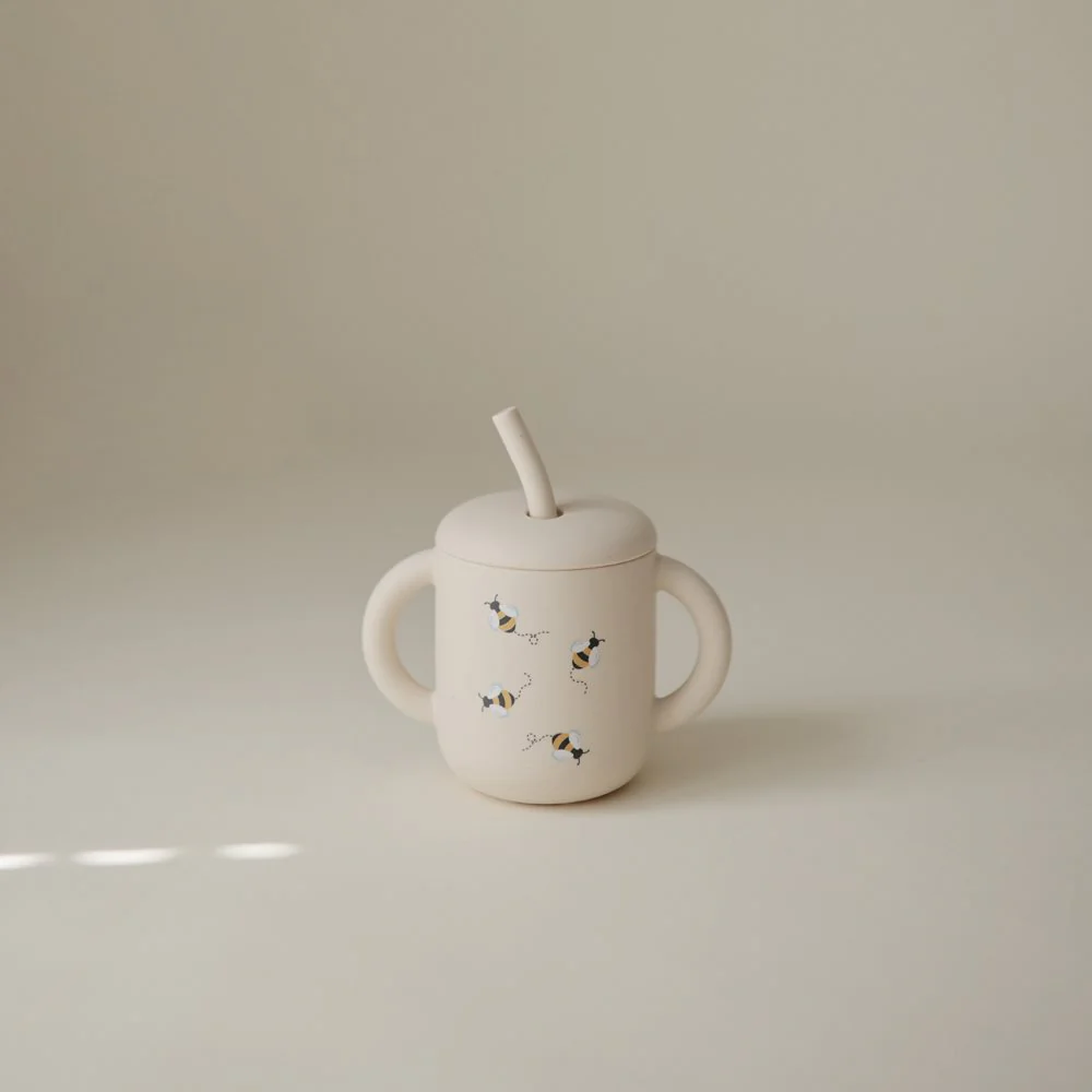 Mushie Silikon Lernbecher + Strohhalm | Bees - Image 2