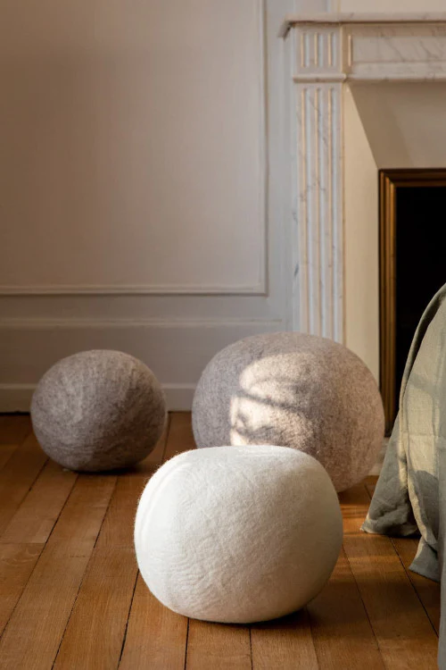 Muskhane Sitz-Kissen Rund "Chakati" | Light Stone - Image 4