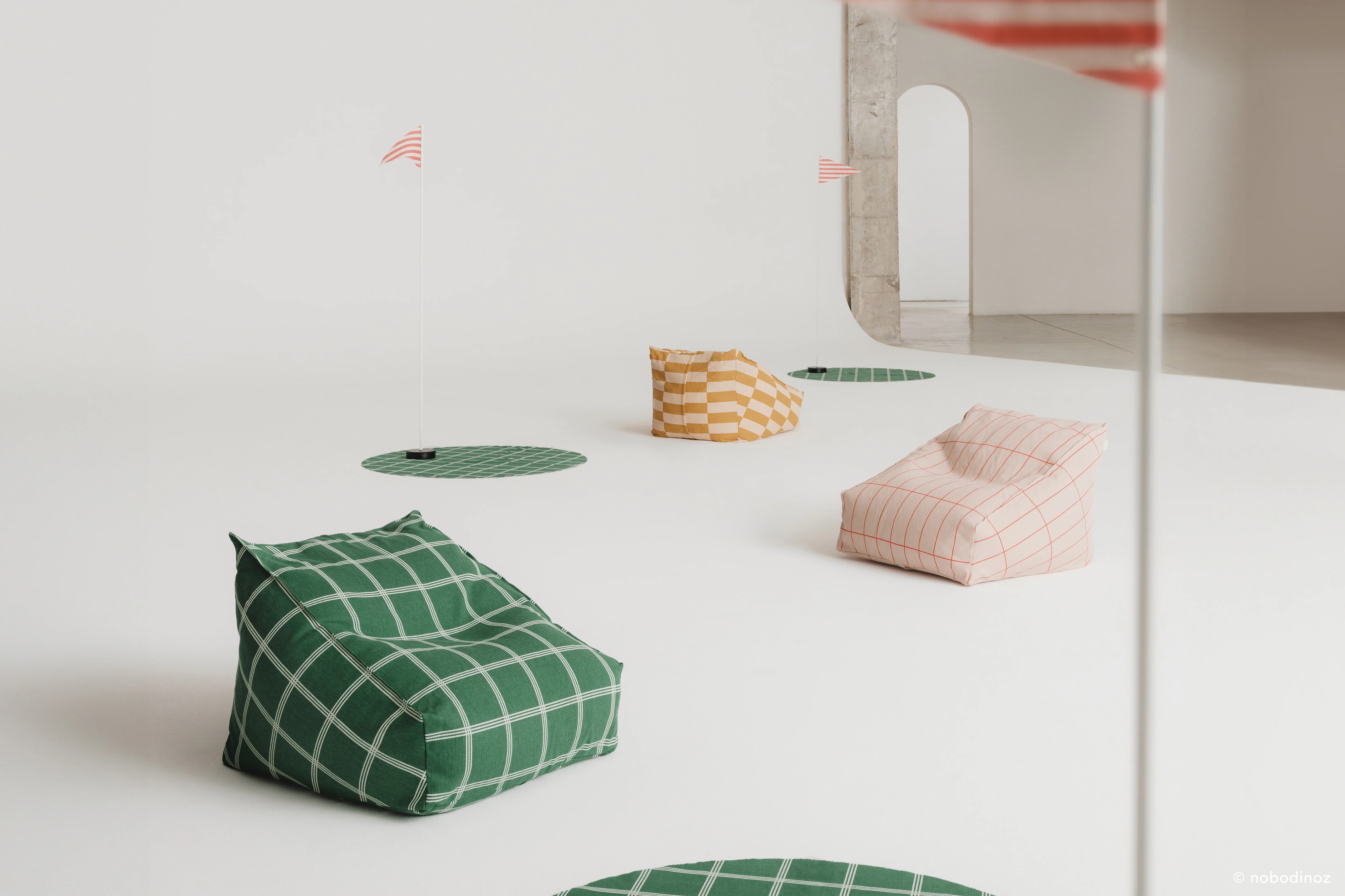 Nobodinoz Sitzsack-Sessel Vibes 68x60x40 | Senfgelb & Sand Fliesen - Image 4