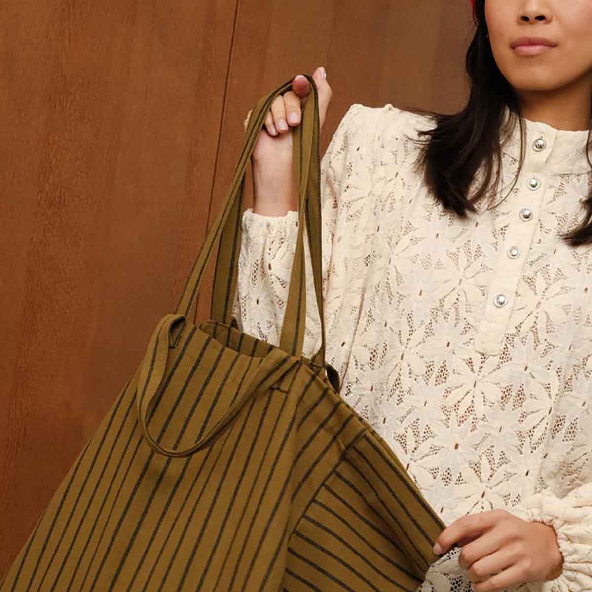 Rose in April Tasche "Elisa" | Olive gestreift - Image 2