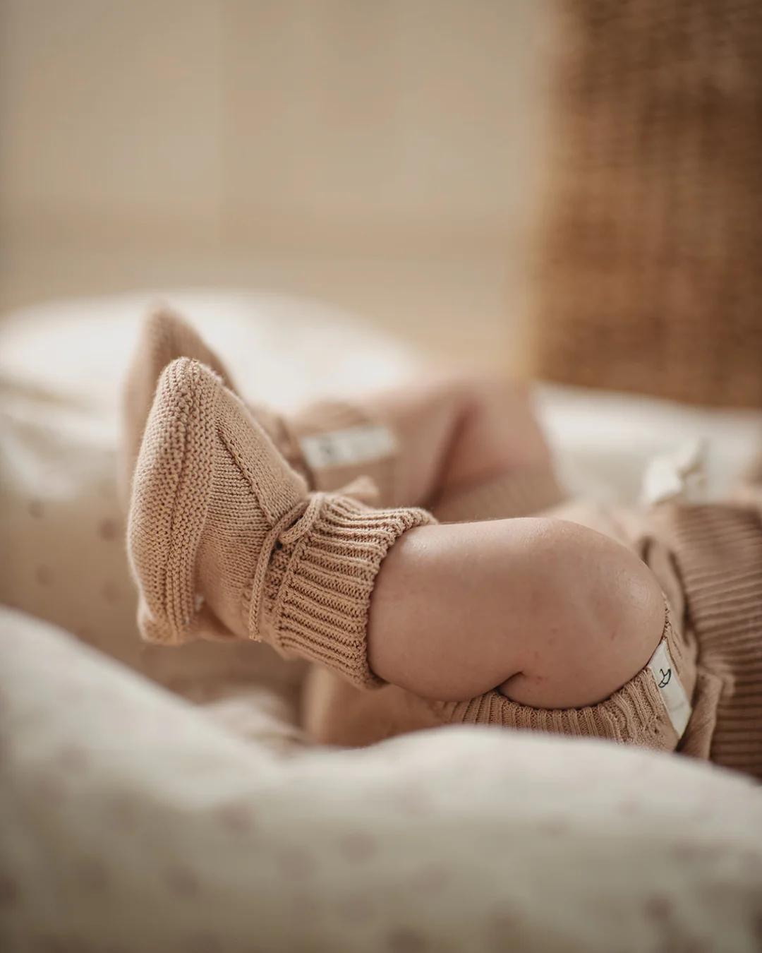 Saga Copenhagen Baby Strickschuhe - Bio-Baumwolle | Nude - Image 3