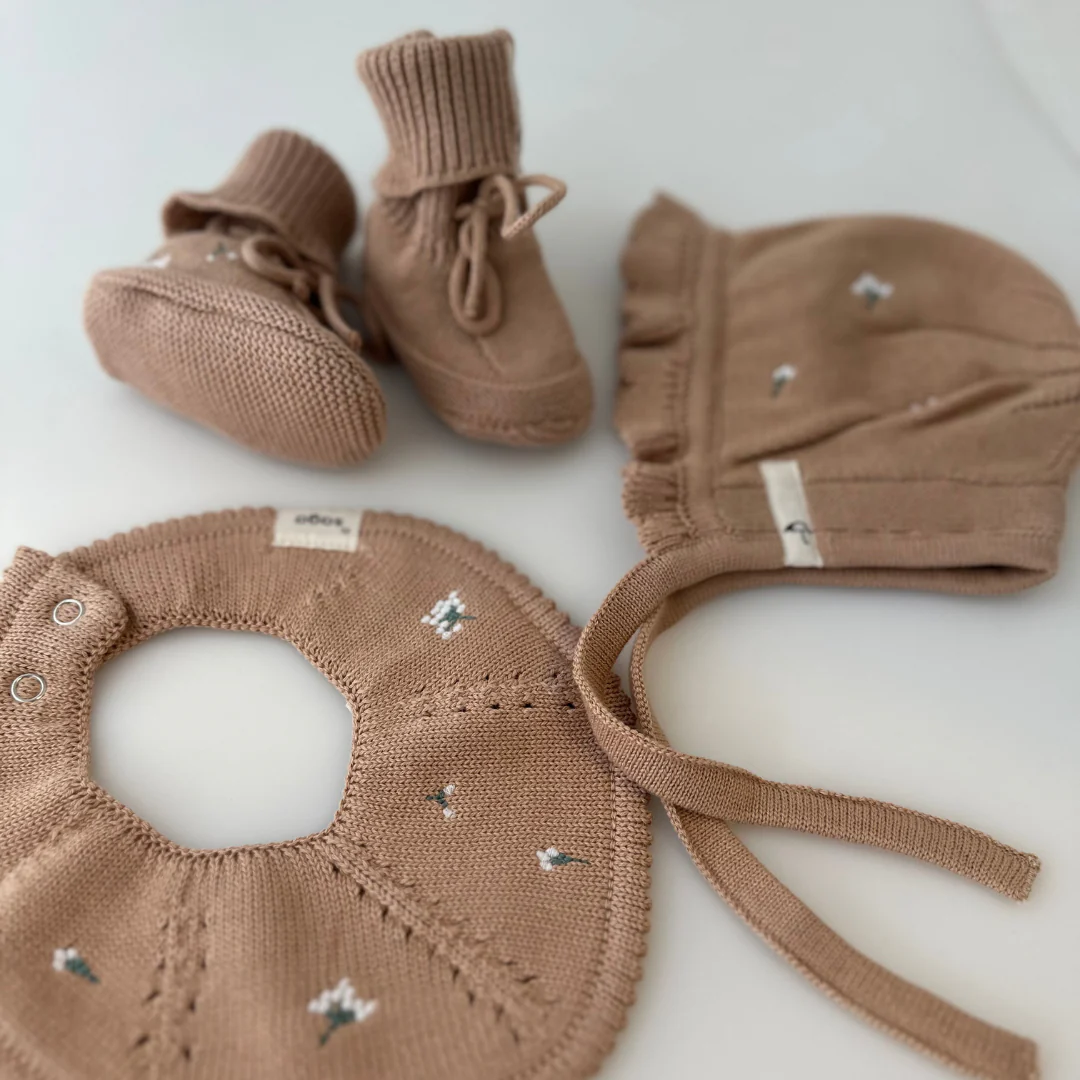 Saga Copenhagen Baby Strickschuhe - Bio-Baumwolle | Nude - Image 6