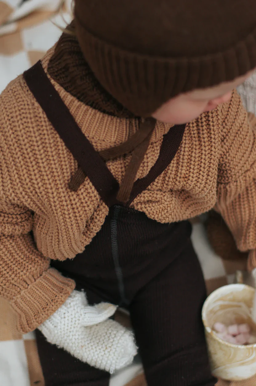 Silly Silas Fusslose Strumpfhose aus Wolle "Wooly" mit Träger | Cappuccino Brown - Image 3