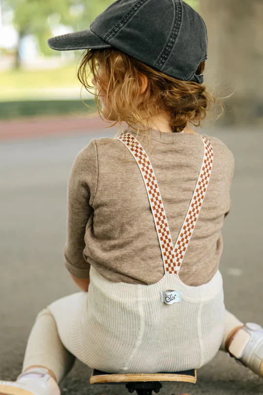 Silly Silas Fusslose Strumpfhose mit Träger | Cream Blend Checked - Image 3
