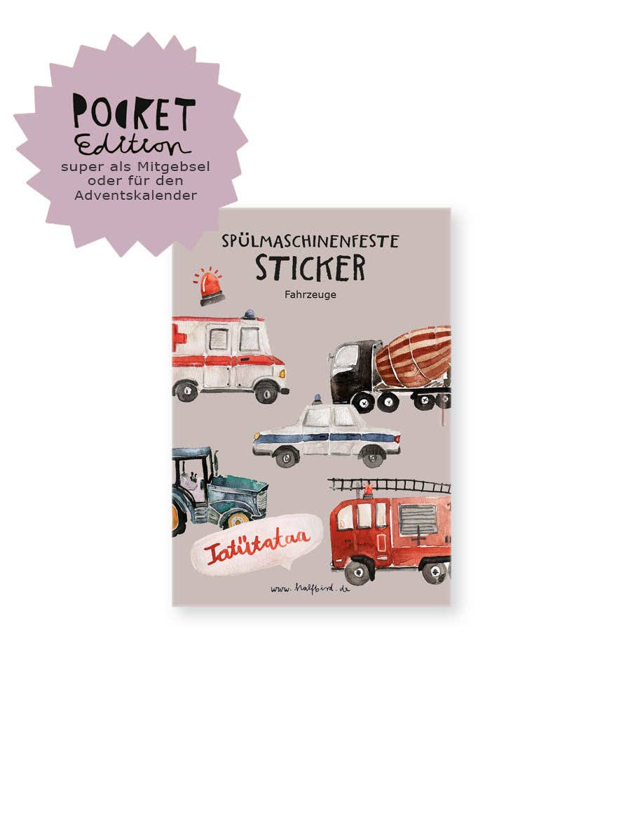 Halfbird Spülmaschinenfeste Sticker "Fahrzeuge" | Pocket Edition