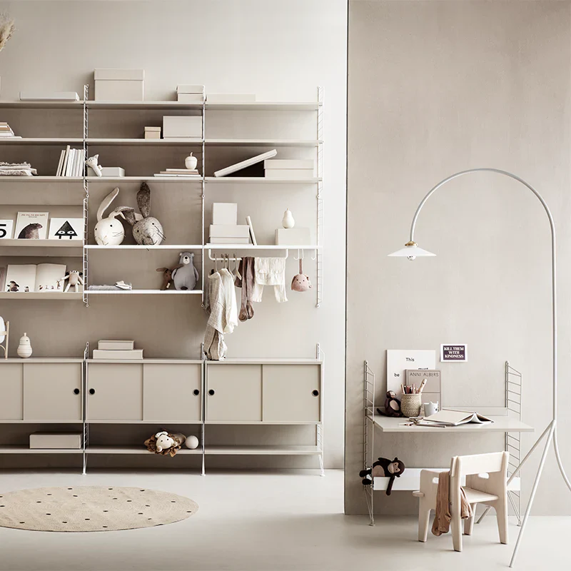 String Furniture Regalboden aus Metall mit hoher Kante "System" 78x30 cm | Beige - Image 2