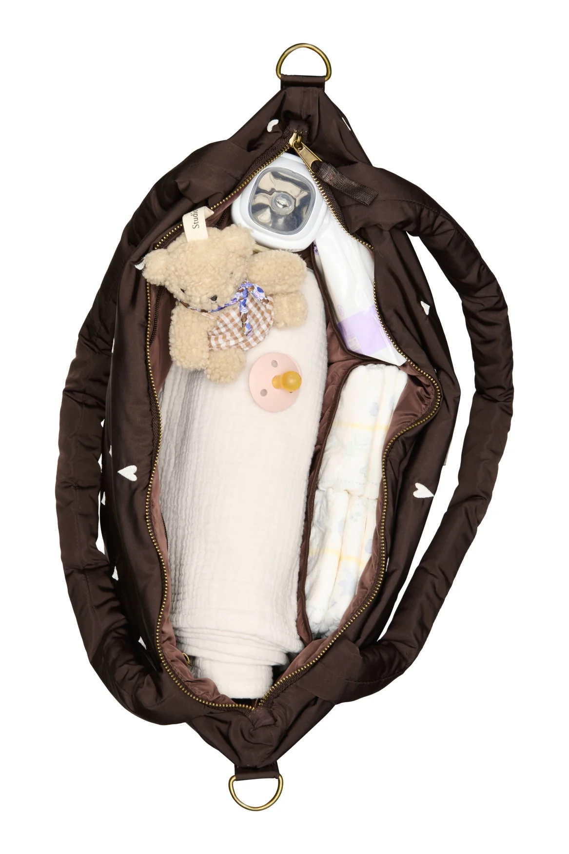 Studio Noos Wickeltasche "Puffy" | Brown Hearts - Image 6