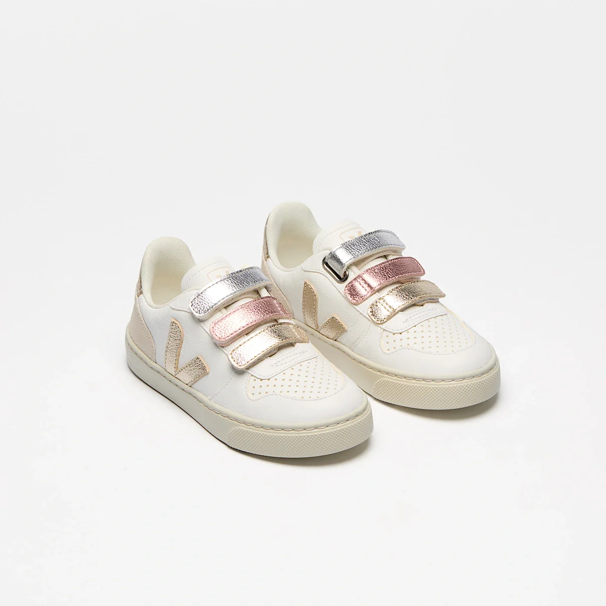Veja Sneaker Small V-10 "Multico" Extra white Shiny - Image 2
