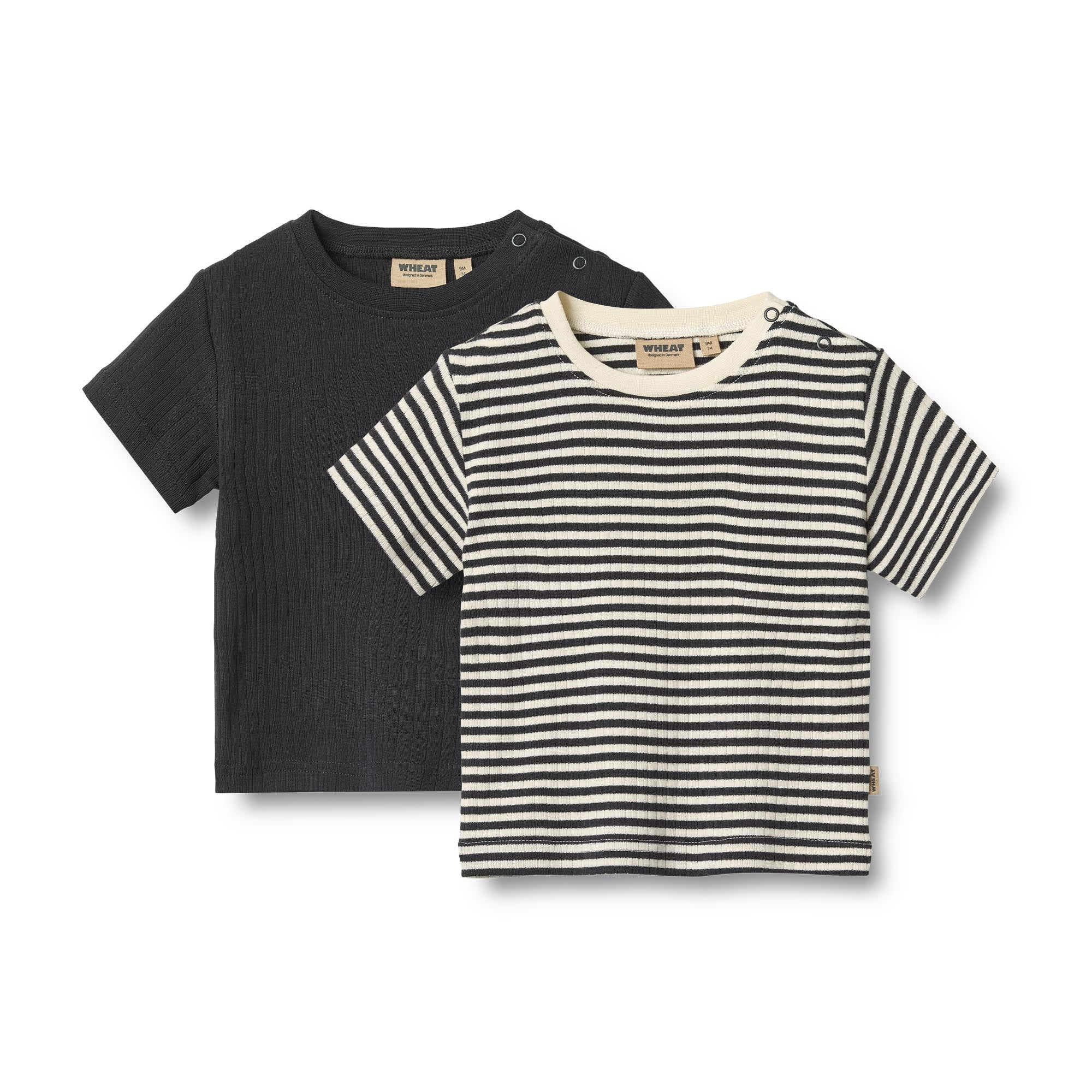 Wheat 2 Rib T-Shirt "Fabian" Navy Stripe