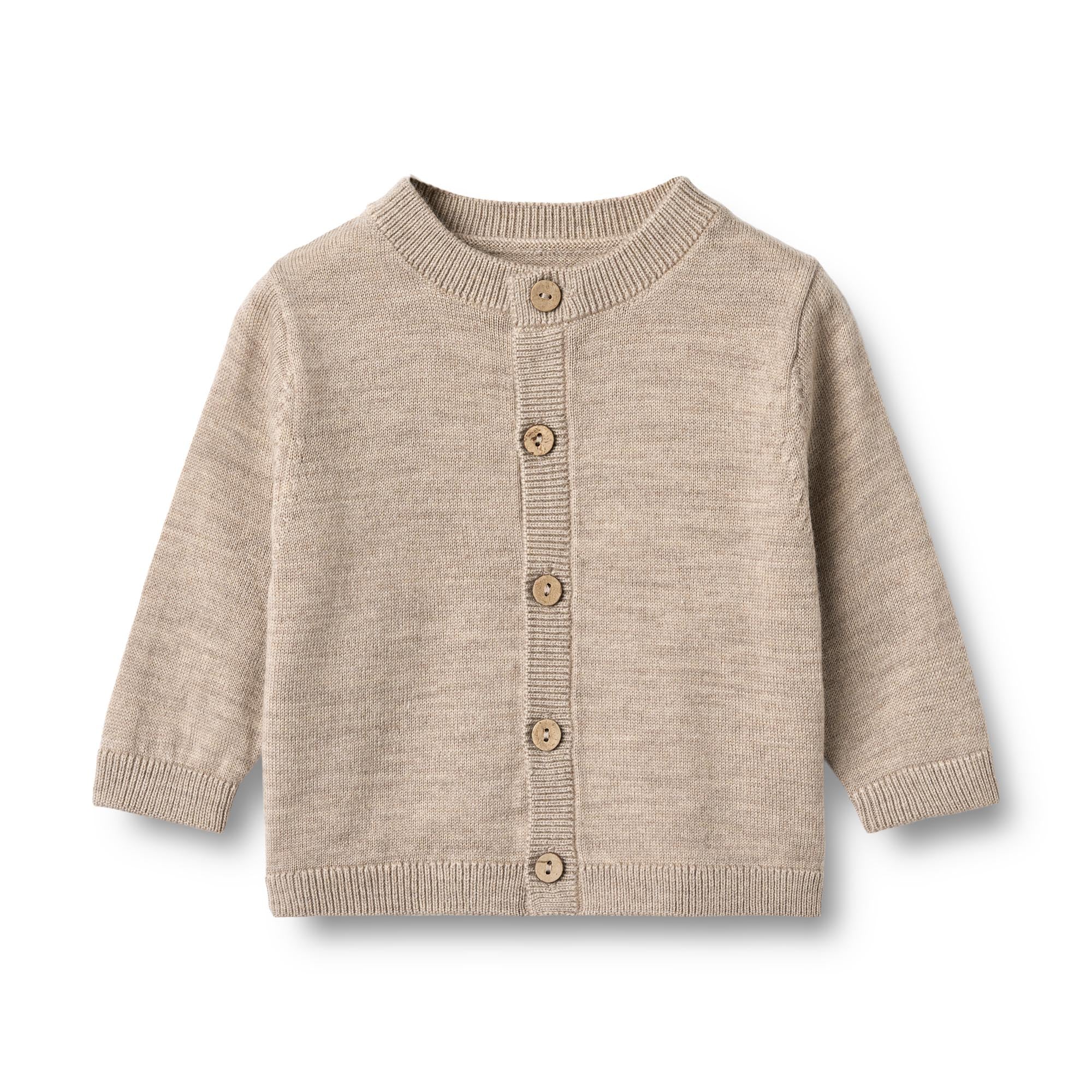 Wheat Merino-Strickjacke "Nico" Warm Sand Melange